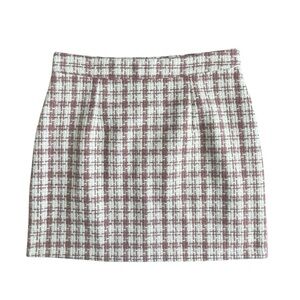Fashion on Earth Plaid Tweed Mini Skirt Women’s Size L Mauve Beige Coquette